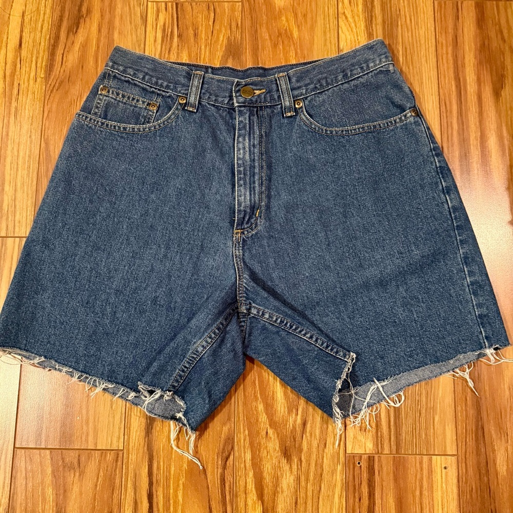 Vintage Classic High-Waist Dark Blue Denim Cutoff Shorts EUC